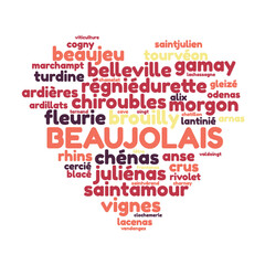 Illustration Beaaujolais en nuage de mots avec un fond transparent