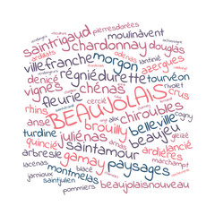 Illustration Beaaujolais en nuage de mots avec un fond transparent