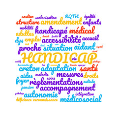 Fototapeta premium Illustration Handicap en nuage de mots avec un fond transparent
