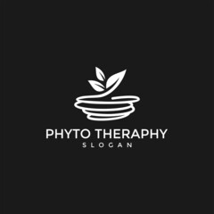 Modern Traditional Herbs Alternative Medicine Logo Illustration In Isolated Black Background