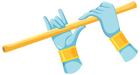 Blue hands playing flute on white background © brgfx