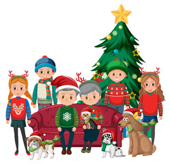 Obraz na płótnie Canvas Family members wearing Christmas outfits