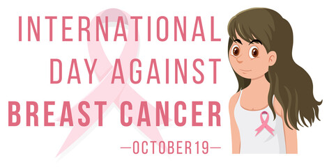 International Day Against Breast Cancer with a woman cartoon character