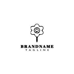 flower logo cartoon icon design template black isolated vector illustration