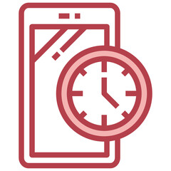 CLOCK red line icon,linear,outline,graphic,illustration