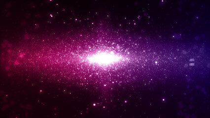 暗闇に発光する光　パーティクルと鋭いレンズフレア　光の粒　壁紙　宇宙　ビッグバン