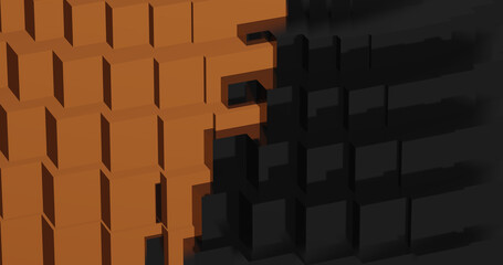 Render with dark yellow and black metal cubes
