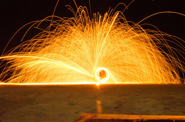 Fire lights in the beach