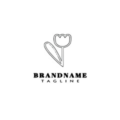 Obraz premium flower logo cartoon icon design template black isolated vector illustration