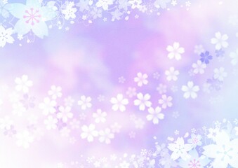 Obraz na płótnie Canvas 一面に花が咲く青紫の背景イラスト