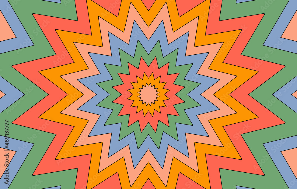 Aufkleber colorful horizontal retro background in style hippie. abstract psychedelic vector background. flower