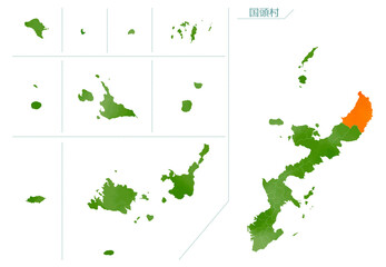水彩風の地図　沖縄県　国頭村
