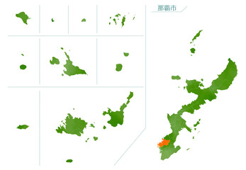 水彩風の地図　沖縄県　那覇市