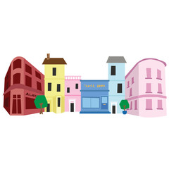 England cityscape vector illustration in flat color design