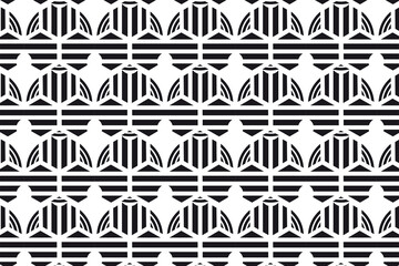 seamless monochrome hexagonal and quarter circle pattern in black and white colors
