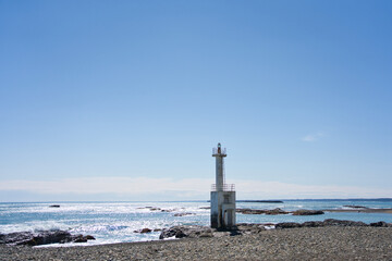 茨城 大洗 海岸にたたずむ大洗灯台
