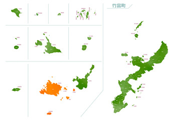 水彩風の地図　沖縄県　竹富町