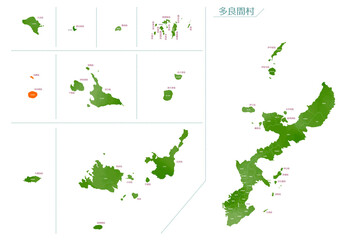 水彩風の地図　沖縄県　多良間村