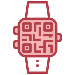 QR CODE red line icon,linear,outline,graphic,illustration