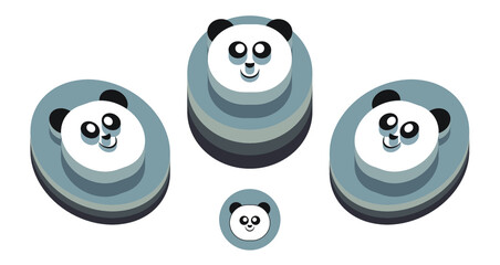 Panda Bear. Vector 3d isometric, color web icon, new flat style. Creative illustration design, idea for infographics. © Tan