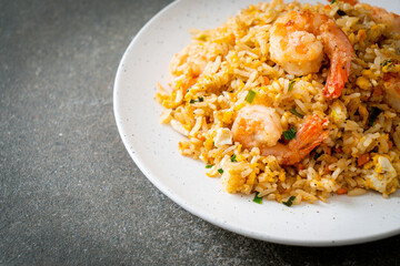 fried shrimps fried rice on plate
