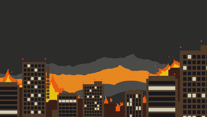 都会　大規模な火災　空