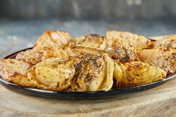 Celery and fennel baked in the oven. French gourmet cuisine