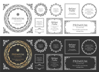 アンティークなフレームセット。装飾デザイン。流行りのあしらい