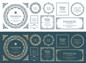 アンティークなフレームセット。装飾デザイン。流行りのあしらい