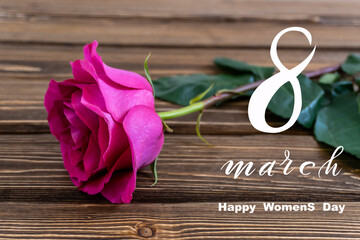 International Women's Day March 8! Flat Lay, banner, greeting card with flowers from March 8.