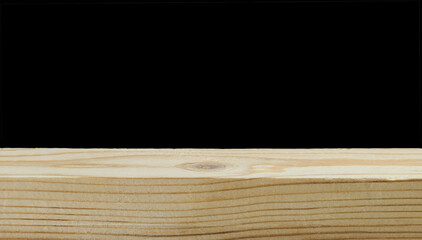 Empty wood table top counter on dark background