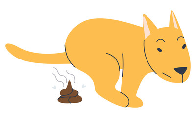 The dog poops in a public place. Prohibition on walking pets. Flat vector illustration. Eps10