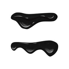 Black viscous flowing liquid oil, petroleum . Dripping slime. Vector cartoon illustration on a white isolated background. Vector illustration