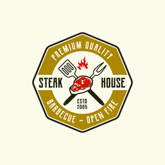 Hand Drawn Vintage Barbeque House Logo Badge