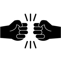 fist bump glyph icon on white background. power five pound sign. two hands fist bump gesture. flat style.