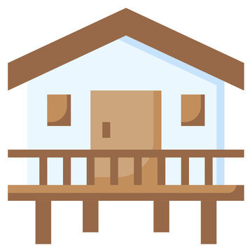 brown stilt house flat design clip art preview