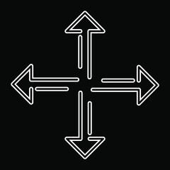 Four arrows point out from the center. Outward directions icon. Symbol arrows vector. Vector ilustration on black background
