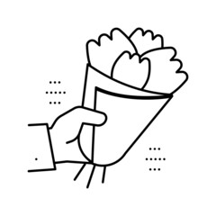 flowers bouquet gift line icon vector illustration