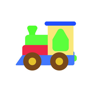 Cartoon toy train with colorful blocks isolated over white and toy train vector set