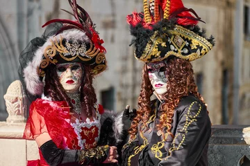 Deurstickers venetian carnival mask in Venice 2022 © Lovrencg