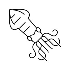 squid seafood line icon vector illustration