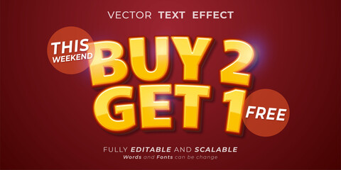 Creative style text effect buy 2 get 1 promo sale