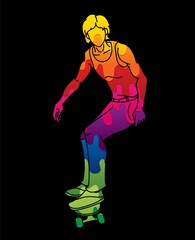 Fototapeta na wymiar Skateboarder Action Skateboard Player Extreme Sport Cartoon Graphic Vector