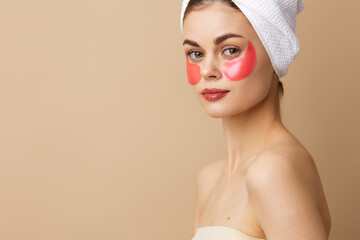 young woman patches rejuvenation skin care fun close-up Lifestyle