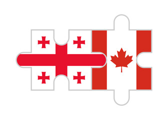 puzzle pieces of georgia and canada flags. vector illustration isolated on white background