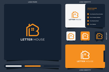 Initial letter B with house logo design template