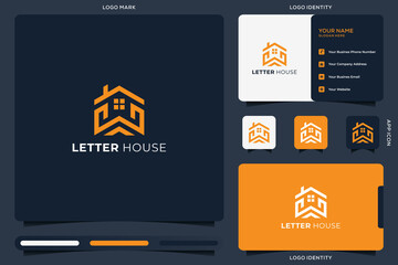 Initial letter W with house logo design template