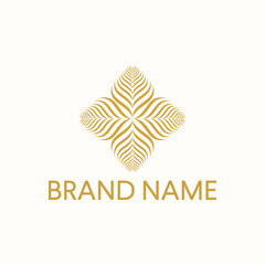 tropical palm leaves for fashion luxury brand vector icon logo design