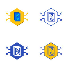 NFT card icon set in flat and line style