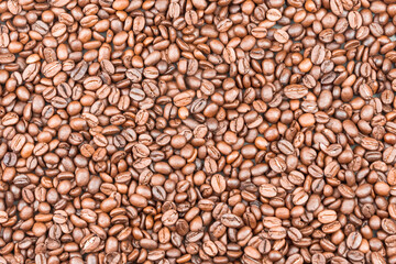 Coffee grain. Background from coffee beans (copy space).